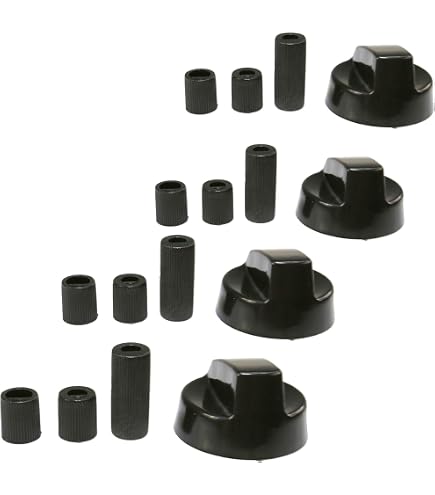 DL-pro Lot De 5 Boutons Rotatifs Universels Noirs Ø 42 Mm – Adaptateurs 6 Mm Et 8 Mm – Compatible Cuisinières, Fours, Plaques Gaz