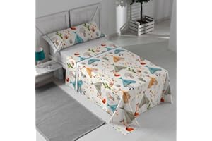 KIMBATEX TEXTIL HOGAR TIENDA Kimbatex Juego de Sábanas 100% algodón para niño niña con Divertidas imágenes Encimera, Bajera y Funda de Almohada (Indy, 90)