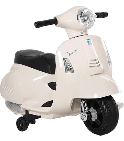 COSTWAY Elektrische motorfiets voor kinderen, 6 V, met verstelbare koplamp, driewieler, elektrische motorfiets met geluid, claxon, achteruitkijkspiegel, pedalen, snelheid 2,5 - 3 km/u (wit