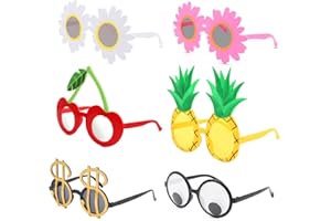 Teklemon Party Brillen 6 Stück Hawaiian Tropical Sonnenbrillen, Lustige Brillen Halloween Brille Kostüm Party Sonnenbrille für Strand/Christmas Thema Dekoration,Christmas Party Zubehör,Foto Requisite