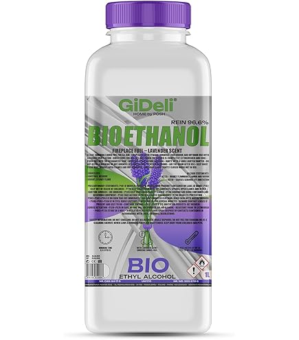 GiDeli Bioéthanol 5 L Parfum Vanille 96,6 % éthanol Pour Cheminée Intérieure Et Extérieure Sans Fumée Ni Suie Fabriqué à Partir De Maïs Et De Betteraves Sucrières