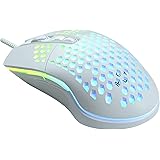 DIERYA Gaming Mouse Optical Sensor with 16000 DPI, Super Light Wired RGB Honeycomb Mouse, 7 Buttons Programmable Driver (Whit