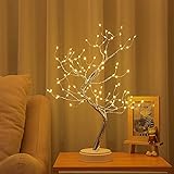 Infiprises 20" Tabletop Bonsai Tree Light with 108 LED Silver Wire String Lights, DIY Artificial Tree Lamp, Battery/USB Opera
