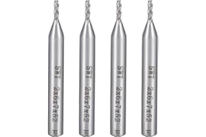 UXCELL sourcingmap 4PCS 6mm Shank 2mm x 7mm Straight Flat Nose End Mill Cutter CNC Router Bits 4 Flute
