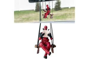 KHDULQ Deadpool Auto Deko,Anime Autospiegel Anhänger Deadp Rückspiegel Innenraum Spiegel Zubehör Autozubehör Accessoires, Lustig Spiegelaufhängungen Niedliches Dekoration