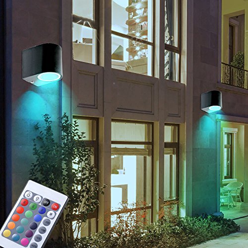 Rgb Led Aussen Wand Leuchte Garten Fernbedienung Up Down Veranda Strahler Dimmbar