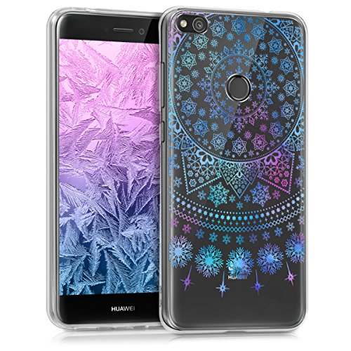 kwmobile Funda para Huawei P8 Lite  2017  - Carcasa Protectora de  TPU  con dise  o con Copos de Nieve en  Azul Rosa Fucsia Transparente 