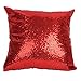 Produktbild menglihua stylisches Comfy Solide Farbe Glitzer Pailletten Überwurf Kissen Fall Cafe Home Decor Kissen, Baumwollmischung, rot, 18"x 18"