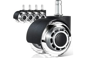 ACURYX Kółka do krzeseł biurowych (zestaw 5 szt.) z kółkami 11 mm x 22 mm, super ciche i miękkie, do twardych podłóg, parkietu, dywanów, laminatów i płytek, zestaw 5 rolek do krzeseł biurowych