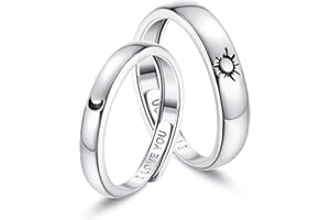 LOLIAS Coppia Anello Argento Sterling 925 Coppia di Anello per Donna Uomo Fedine Fidanzamento Coppia Anelli Fede Nuziale Anello Set Fedine Sposa Confezione Regalo Anello Regolabile