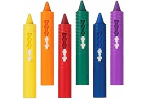 D.A.Y. REPUBLIC Pack of 6 Baby Bath Crayons Non Toxic Skin Safe Educational Fun Toy, Make Bath Time Fun, Easy Washable Wipe Clean, Draw in the Tub Drawing Writing Develop Creativity and Imagination, Scribble on Tiles