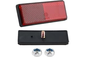 HIOIP 2 Piezas Catadioptrico Moto Homologado E4, 87x31x8mm Reflectors Remolque con Tornillos, Reflector de Bicicleta Placa de Aluminio Advertencia de Seguridad Universal (Rectangulares Rojo)