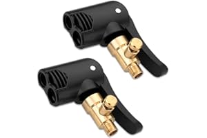 UNILLEA Embout Gonflage Pneu, 2pcs Adaptateur Laiton 7.8mm pour Compresseur Air Voiture Vélo Moto, Bouchon Valve Universel Connexion Rapide Mains Libres Anti-Fuite Dégonflable Durable