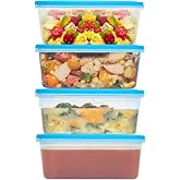 Food Storage Containers Set 3L Airtight Food Storage Boxes with Snap Lids Dishwasher Safe Microwave Freezer Safe BPA Free Set of 4
