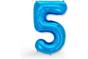 FUNXGO® Ballon Anniversaire 5 ans - Ballon Numéro 5 Bleu - Ballon Hélium Anniversaire Garçon Fille, Fête Enfant, Décoration Baby Shower