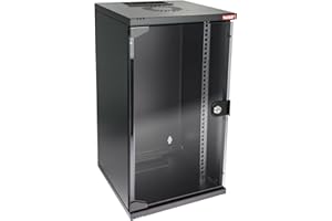 ‎HMF HMF 63412-02 Netzwerkschrank, Serverschrank 10 Zoll | 12 HE | 300 mm Tiefe | Voll montiert | Glastür | Schwarz