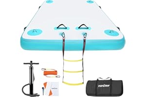 VOFiTNY Inflatable Floating Dock, Air Platform Multi-Person Swim Water Mat with Rope Ladder, None-Slip Surface for Pool Lake Beach