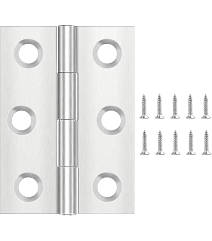 Charniere Porte Lourde Leryati Lot De 8 Charnières De Porte En Acier Inoxydable 68 Mm X 38 Mm, Charnières De Portail Pour Portes Intérieures Et Extérieures Avec 48 Vis Charnière Invisible