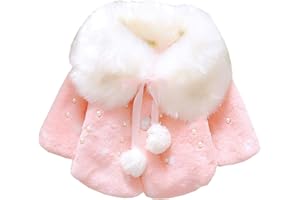 OKSakady Nouveau Née Bébé Fille Duveteux Fausse Fourrure Manteau Veste Cap Manteau Poncho 0-3 Ans