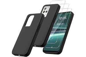 MIBZOR 4 in 1 Schwarz Hülle Kompatibel mit HTC U23 Pro (6.7"), 1 Handyhülle und 3 Stück Schutzglas Panzerglas, Black Schutzhülle Weich Silikon Flexibel TPU Tasche Case
