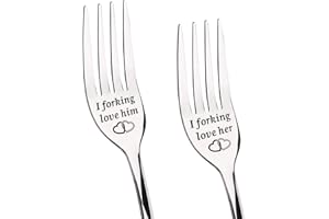 Niyewsor Anniversary Wedding Gifts for Her and Him Dinner Forks, Stainless Steel Forks Pack of 2 Set, Valentines Him Her, Birthday Christmas Couple Lovers - His and Hers
