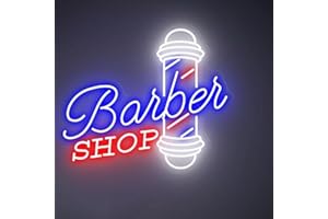 HFHUNGKEONG Insegna al neon a LED dimmerabile per barbiere, decorazione da parete e finestra, materiale acrilico riutilizzabile, per parrucchieri, barbieri, studio, luce aperta, regalo per parrucchieri, 40 x 34,5