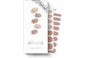 ohora Semi Cured Gel Nail Strips (N Carmel) - Works with Any Nail Lamps, Salon-Quality, Long Lasting, Easy to Apply & Remove - Includes 2 Prep Pads, Nail File & Wooden Stick