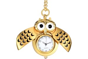 Gemini_mall® Vintage Owl Pendant Long Chain Pocket Watch Necklace