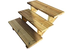 Escalier extérieur Bois-Berlin - 3 marches H 54cm - sans Contre-marches, Largeur 80 cm - Vinuovo- Escalier en kit, en Bois Autoclave. pour Jardin. Balcon et Terrasse