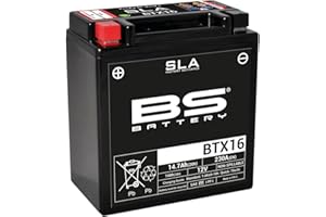 BS Battery 300763 BTX16 AGM SLA Batterie de moto Noir