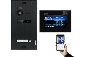Nonic Balter EVO Video-Türsprechanlage WLAN Set 1 Familienhaus (1x Türstation mit Kamera Schwarz, 1x Touchscreen 7 Zoll LCD-WiFi-Monitor Schwarz, Smartphone APP Funktion, 2-Draht Bus, 150° Kamera)