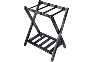 Winsome Raya Transitional Solid Wood Luggage Rack with Shelf in Black