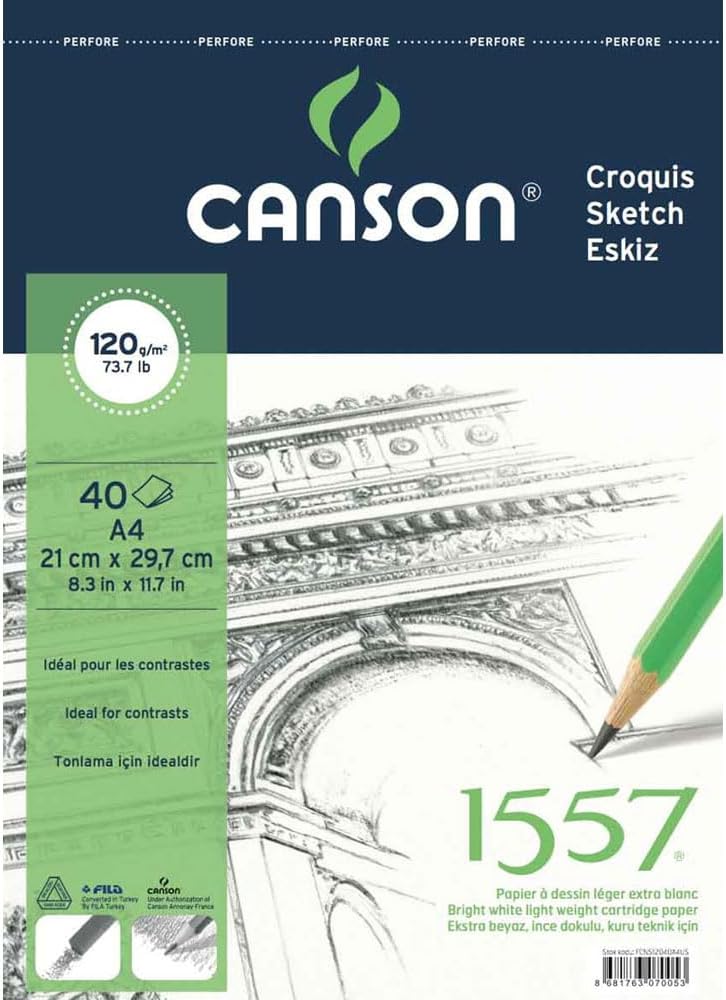 Canson 1557 Resim Ve Çizim Blok 120Gr A4 40Yp Üstten Spiralli Resim Defteri