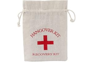 LUMOONY MoonyLI 12 Stück Kater Kit Taschen, Baumwolle Musselin Hochzeit Mitbringsel Taschen Rotes Kreuz Bachelorette Kater Kit Taschen Recovery Kit Taschen Survival Kit Taschen Kordelzug Taschen, 4 x 6 Zoll