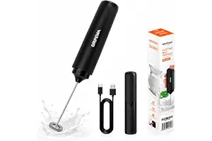GRIFEMA Espumador de Leche Eléctrico Recargable Batidor Café USB | 13000 RPM Mini Batidor Leche con Varilla Inox, Sin BPA, Ergonómico para Latte, Cappuccino, Matcha y Batidos Proteicos