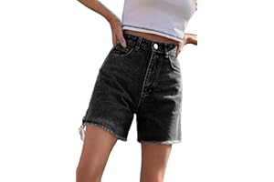 FANGJIN Damen Kurzer Jeans Sommershort Casual Denim Shorts Mittlere Taille Hotpants mit Taschen Jeanshose