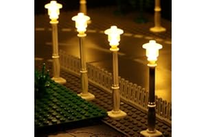 TEDDOO Design Bloc de lumière LED - 15 lampadaires, hub 10 en 1 et 7 en 1, câble Super Fin caché dans Les Blocs de Construction, Compatible avec Lego, Simple (Colonne Blanche, Lampe Blanche Chaude)