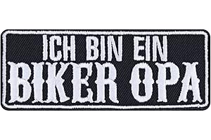EXPRESS-STICKEREI Biker Grandpa Iron-On Patch Cruiser Biker Patch Motorcycle Iron-On Patches for Sew-On Gift for Grandpa / Dad Applique for Jacket/Waistcoat/Jeans/Motorcycle Suitcase 90 x 35 mm