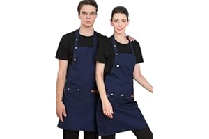 Theuwnee® Fartusz, wodoszczelny fartuch kuchenny z kieszeniami, regulowany fartuch kuchenny, fartuch do grillowania, wygląda smukło, profesjonalny fartuch kuchenny, 67 x 72 cm