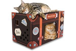 ALL FOR PAWS Foldable Cardboard Scratcher Cat Scratcher with Catnip for Indoor Cats (Happy Go Lucky Scratcher)