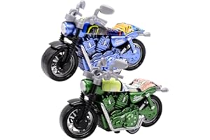 LKNBIF Toy Motorcycle, Highly Simulation Motorbike Model, Alloy Motorcycle Model Pull-Back Vehicle Toy, Kids Motorbike Toys for Boys and Girls - 2PCS