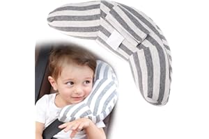 ALOUWEEKUKY Almohada Para Bebé - Sujeta la Cabeza de Niños en Coche y Carrito 2 en 1 Reposacabezas Coche y Protector Cinturón Seguridad Para Bebés y Niños Accesorios Coche Niños (Gris)