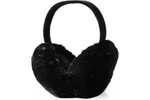 KINBOM Zimowe Nauszniki Damskie, ?liczne Sztuczne Futro Nauszniki Zimowe Ciep?e Sk?adane Os?ony Uszu na Zimn? Pogod? Outdoor Zima Damskie Dziewcz?ce (Czarny)