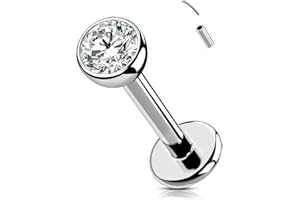 OUFER Body Piercing Piercing para labio, sin rosca, de titanio, 6 mm/8 mm/10 mm/12 mm, piercing para tragus, joyería de 16 g, tragus, hélice, caracola, labio