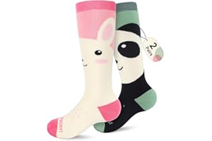 Findway Kinder Skisocken, Hochleistungs-Warme Weiche Thermosocken für Jungen und Mädchen, 2 Paar Packung OTC Anti-Rutsch-Karton Winter Socken für Ski, Snowboard, Schneeschuhwandern, Wandern
