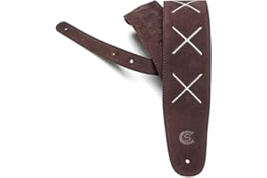 Custom Style Tracolla per Chitarra Basso Ricamo X Pelle Scamosciata - T8SUX