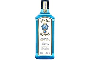 Bombay Sapphire Premium Distilled London Dry Gin, infusé à la vapeur avec 10 plantes exotiques sélectionnées à la main, 40 % vol., 70 cl/700 ml