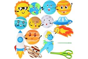 Aisamco 13 sztuk zestaw do szycia dla dzieci, zestaw do majsterkowania i szycia, motyw statku kosmicznego, edukacyjny zestaw do szycia dla początkujących, dzieci, chłopców i dziewczynek