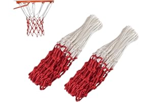 GNHG Basketball Outdoor Basketball Netz Profi Basketballnetz, Basketball Ersatz Netz, Dauerhaft und Alle Wetter Ballnetz Für Standard Größe BasketballKorb（weiß Rot） 3mm 2 Stück
