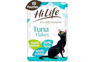 HiLife it's only natural - Complete Wet Cat Food - Tuna Flakes - 100% Natural Ingredients Grain Free, 18 Pouches x 70g